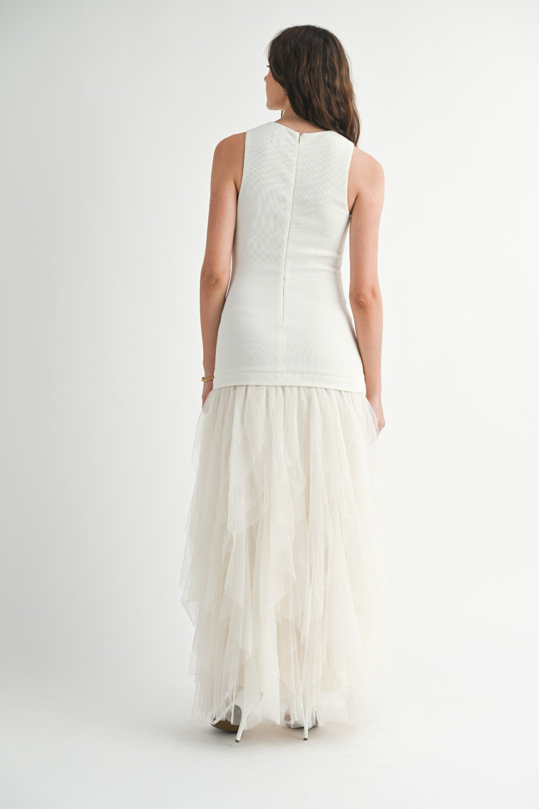 Vestido Blanco Olan Abajo Corte Recto