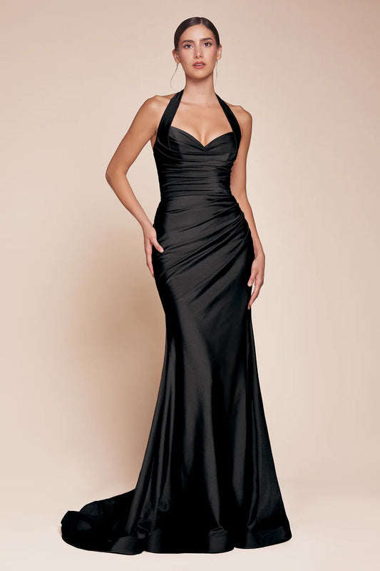 Vestido Negro Corrugado Escote Corazón